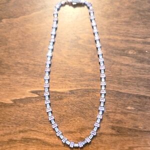 Elegant Silver And Pink StoneNecklace